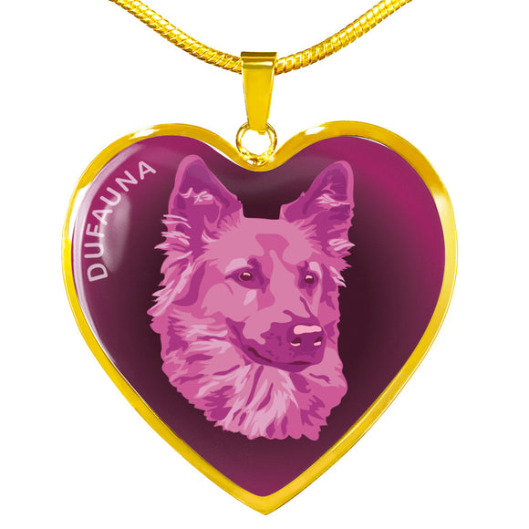 Berry Pink Dog Profile Dark Heart Necklace D22