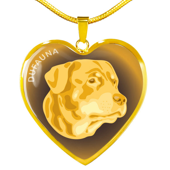 Yellow Rottweiler Profile Dark Heart Necklace D22