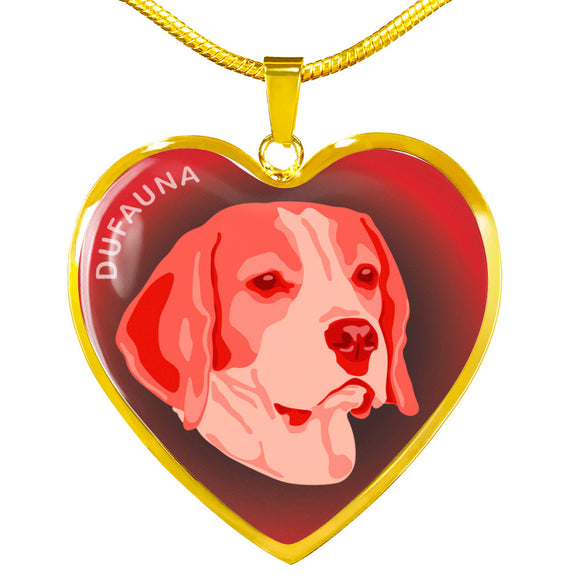 Red Beagle Profile Dark Heart Necklace D22