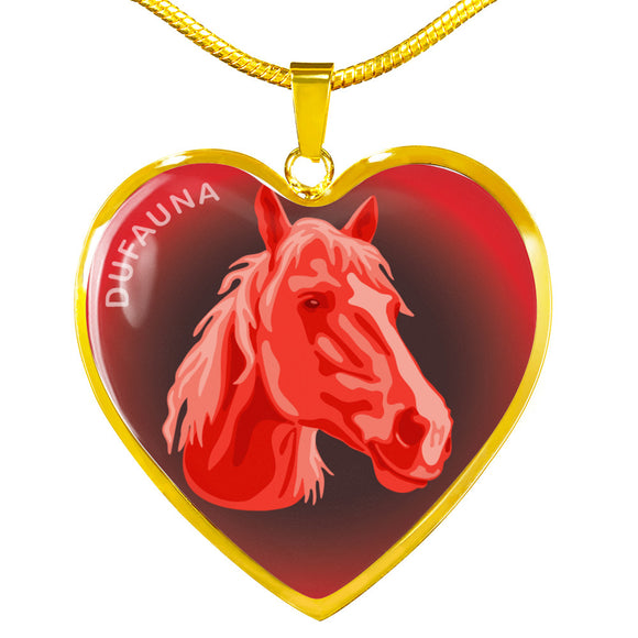 Red Horse Profile Dark Heart Necklace D22