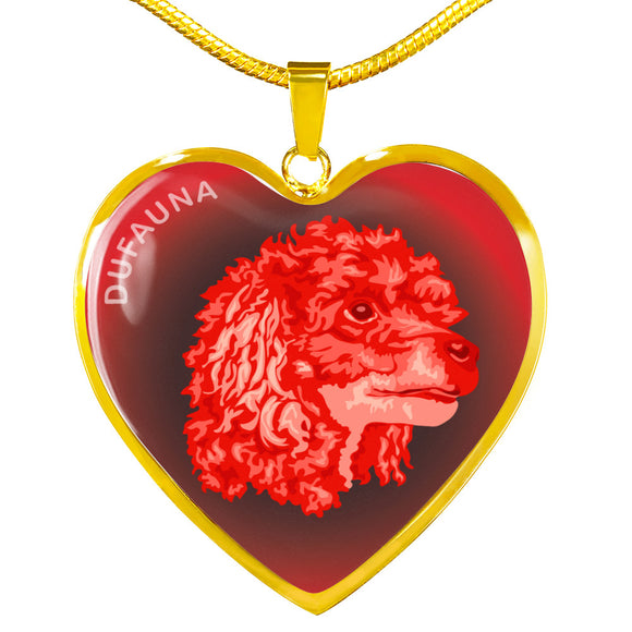 Red Poodle Profile Dark Heart Necklace D22