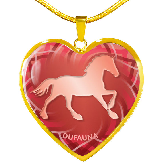 Red Horse Silhouette Heart Necklace D17