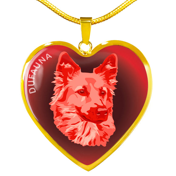 Red Dog Profile Dark Heart Necklace D22