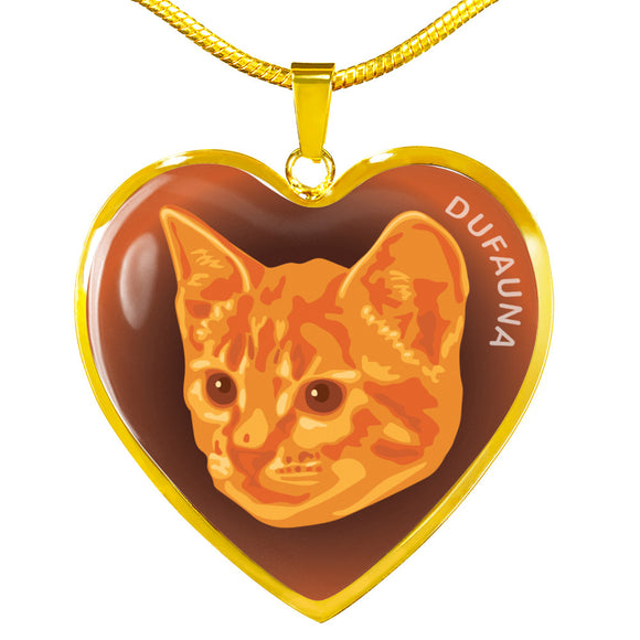 Orange Cat Profile Dark Heart Necklace D22