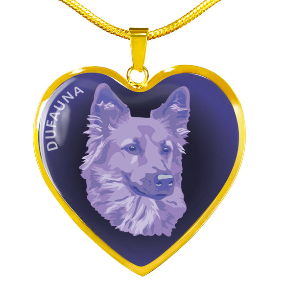 Purple Dog Profile Dark Heart Necklace D22