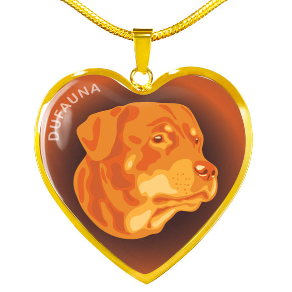 Orange Rottweiler Profile Dark Heart Necklace D22