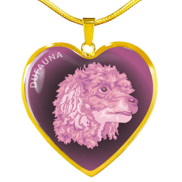 Soft Pink Poodle Profile Dark Heart Necklace D22