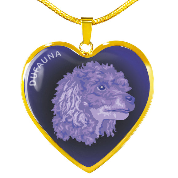 Purple Poodle Profile Dark Heart Necklace D22