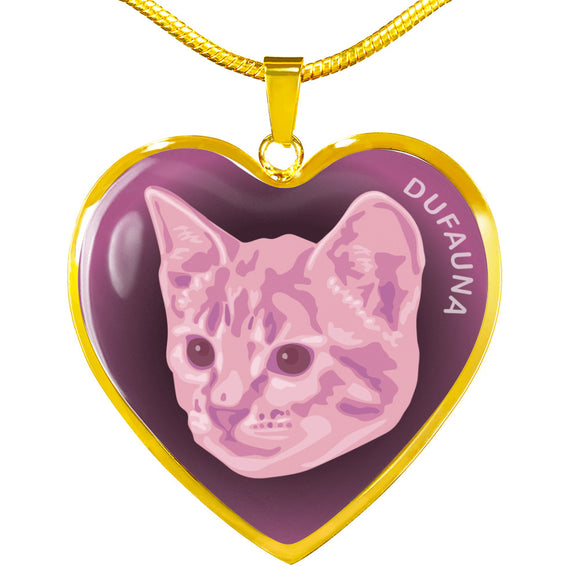 Soft Pink Cat Profile Dark Heart Necklace D22