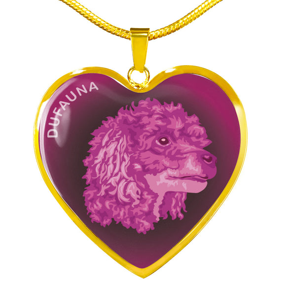Berry Pink Poodle Profile Dark Heart Necklace D22