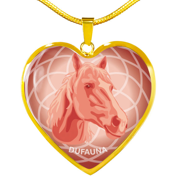 Coral Pink Horse Profile Heart Necklace D21