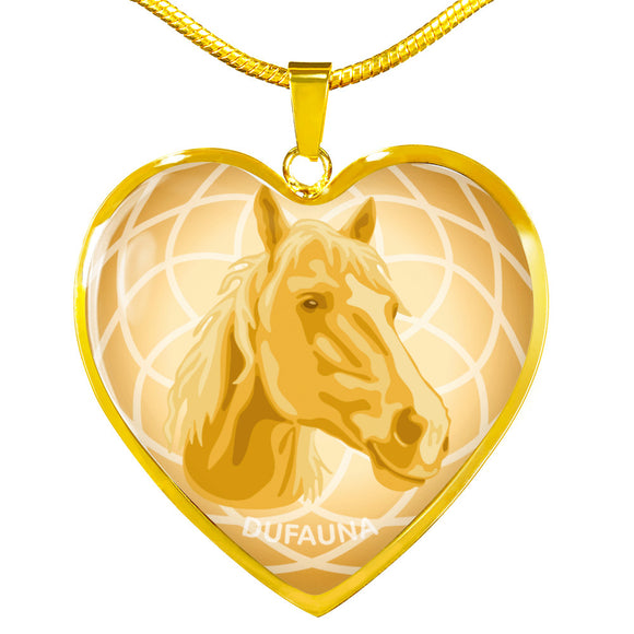 Yellow Horse Profile Heart Necklace D21