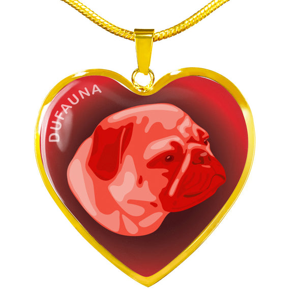Red Pug Profile Dark Heart Necklace D22