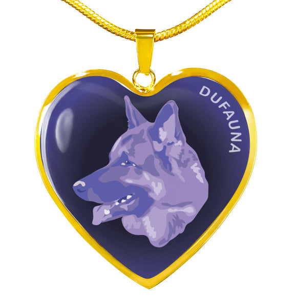Purple German Shepherd Profile Dark Heart Necklace D22