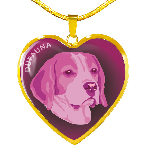 Berry Pink Beagle Profile Dark Heart Necklace D22