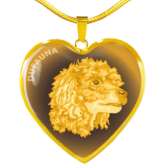 Yellow Poodle Profile Dark Heart Necklace D22