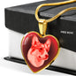 Red Corgi Profile Dark Heart Necklace D22