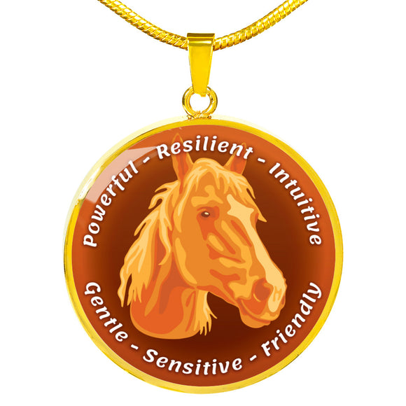 Orange Horse Characteristics Necklace D20