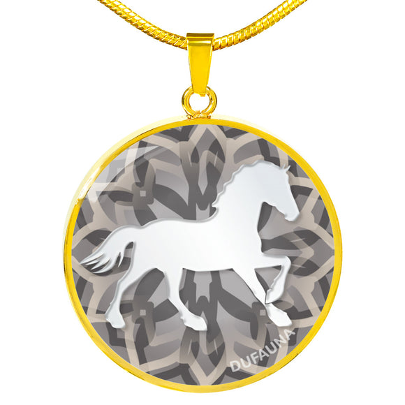White Horse Silhouette Necklace D18