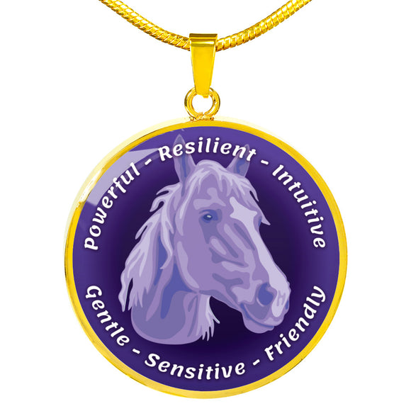 Purple Horse Characteristics Necklace D20