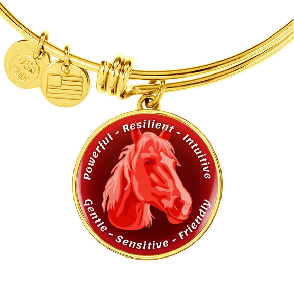 Red Horse Characteristics Bangle Bracelet D20