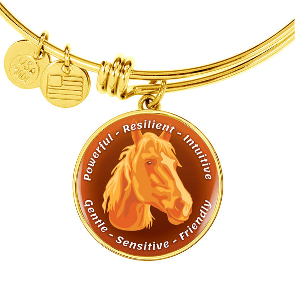 Orange Horse Characteristics Bangle Bracelet D20