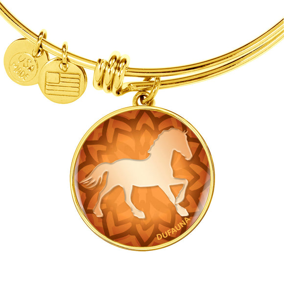 Orange Horse Silhouette Bangle Bracelet D18