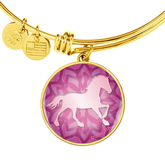 Soft Pink Horse Silhouette Bangle Bracelet D18