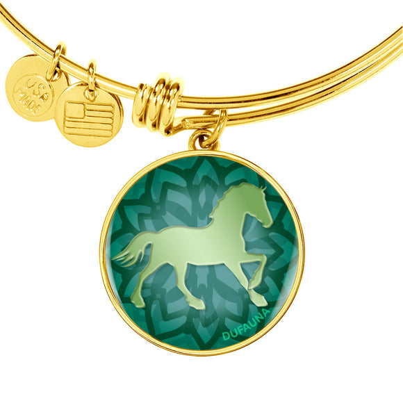 Green Horse Silhouette Bangle Bracelet D18