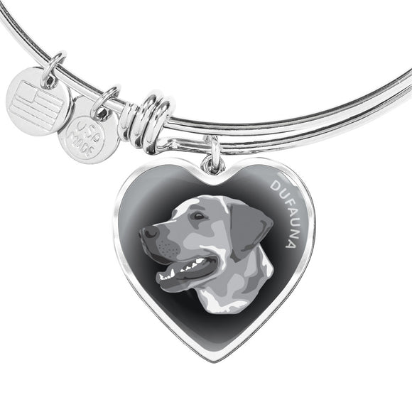 Grey Labrador Profile Dark Heart Bangle Bracelet D22