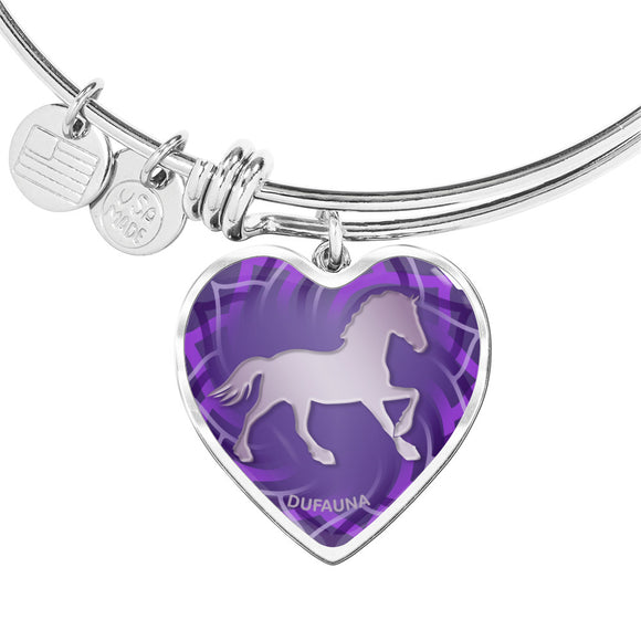 Purple Horse Silhouette Heart Bangle Bracelet D17