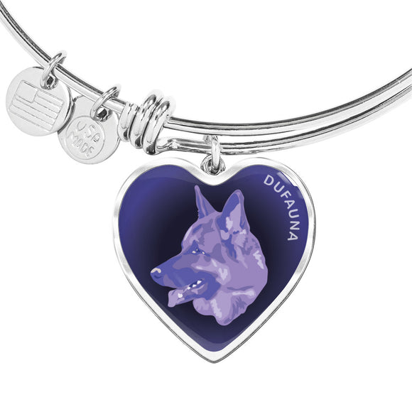 Purple German Shepherd Profile Dark Heart Bangle Bracelet D22