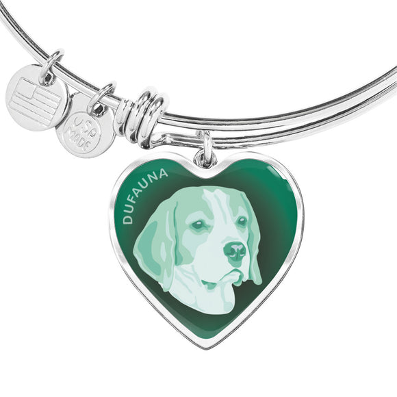Mint Beagle Profile Dark Heart Bangle Bracelet D22