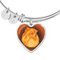 Orange Pomeranian Profile Dark Heart Bangle Bracelet D22