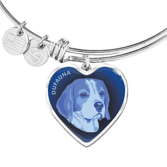 Blue Beagle Profile Dark Heart Bangle Bracelet D22