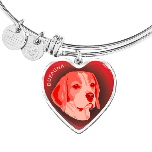 Red Beagle Profile Dark Heart Bangle Bracelet D22