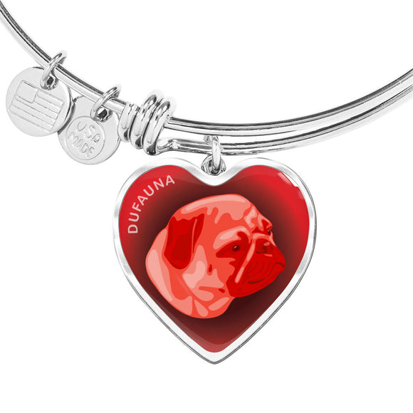 Red Pug Profile Dark Heart Bangle Bracelet D22