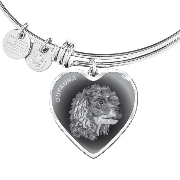 Grey Poodle Profile Dark Heart Bangle Bracelet D22