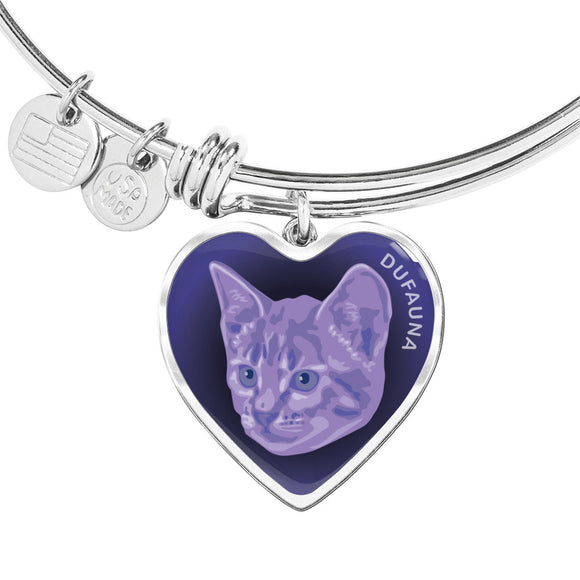 Purple Cat Profile Dark Heart Bangle Bracelet D22