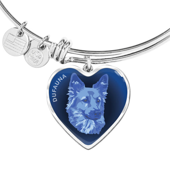 Blue Dog Profile Dark Heart Bangle Bracelet D22