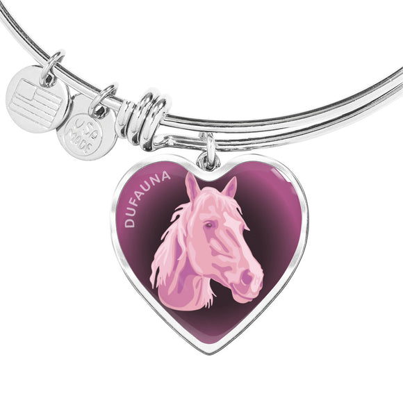 Soft Pink Horse Profile Dark Heart Bangle Bracelet D22