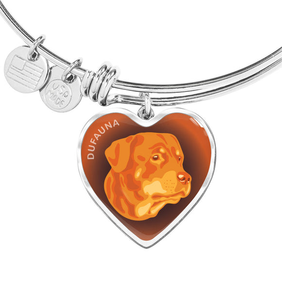 Orange Rottweiler Profile Dark Heart Bangle Bracelet D22