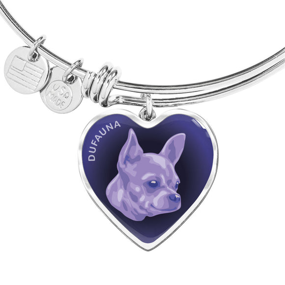 Purple Chihuahua Profile Dark Heart Bangle Bracelet D22