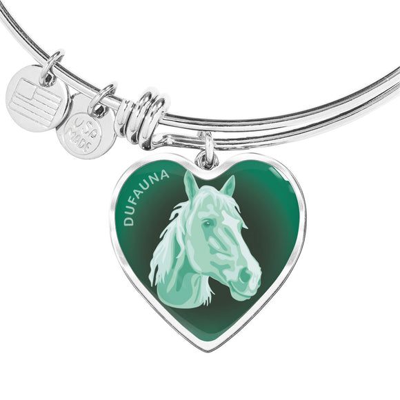 Mint Horse Profile Dark Heart Bangle Bracelet D22