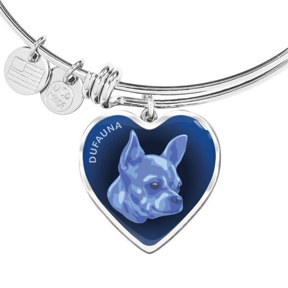 Blue Chihuahua Profile Dark Heart Bangle Bracelet D22