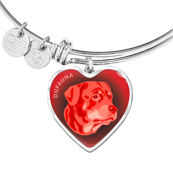 Red Rottweiler Profile Dark Heart Bangle Bracelet D22