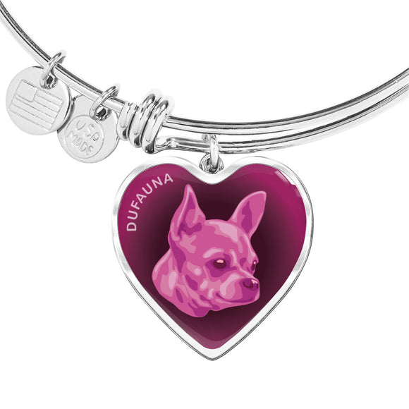 Berry Pink Chihuahua Profile Dark Heart Bangle Bracelet D22