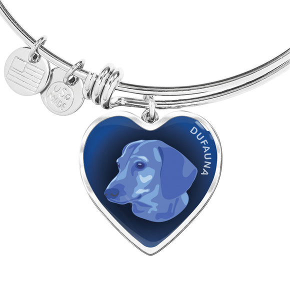 Blue Dachshund Profile Dark Heart Bangle Bracelet D22