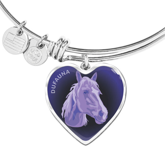 Purple Horse Profile Dark Heart Bangle Bracelet D22