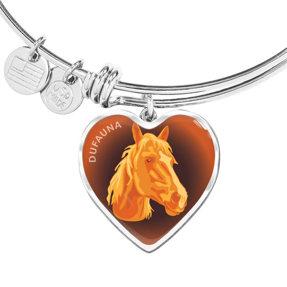 Orange Horse Profile Dark Heart Bangle Bracelet D22